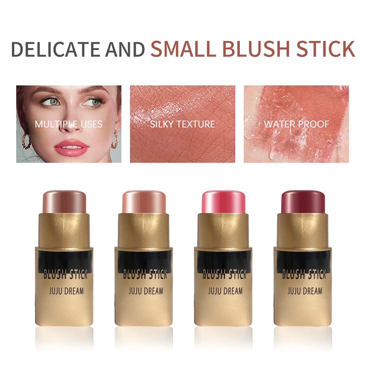 Blush Stick Multifonction — Pour Visage et Lèvres, Maquillage Nude Naturel, Illumine et Fait le Contour, Waterproof et Longue Tenue, Convient à Tous