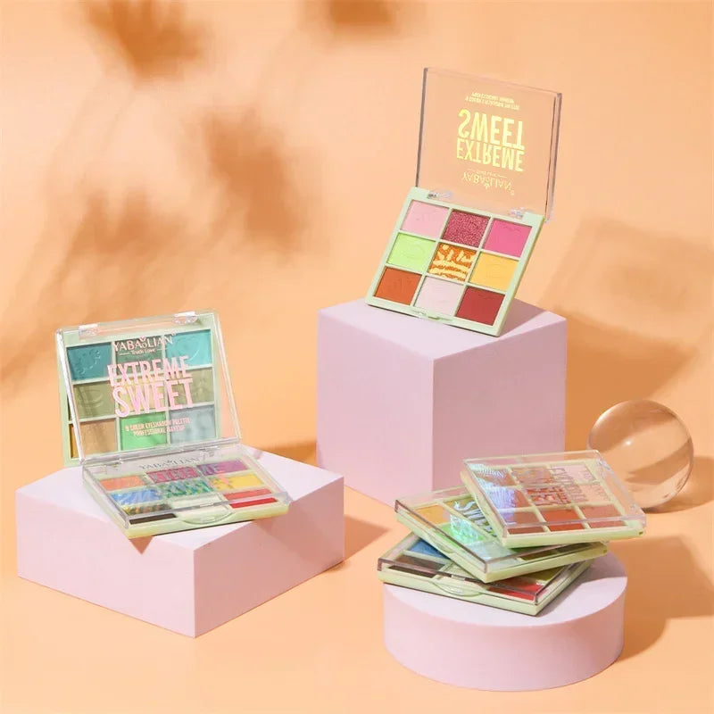 Palette fards à paupières 6/9 couleurs, nacré, mat et pailleté, longue tenue, scintillant, maquillage yeux