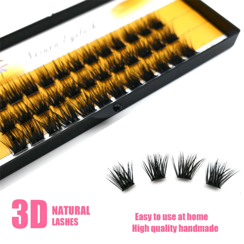 1 boîte de 36 grappes de cils segmentés – Cils 3D volumineux en C, naturels – Extensions de cils et outil de maquillage