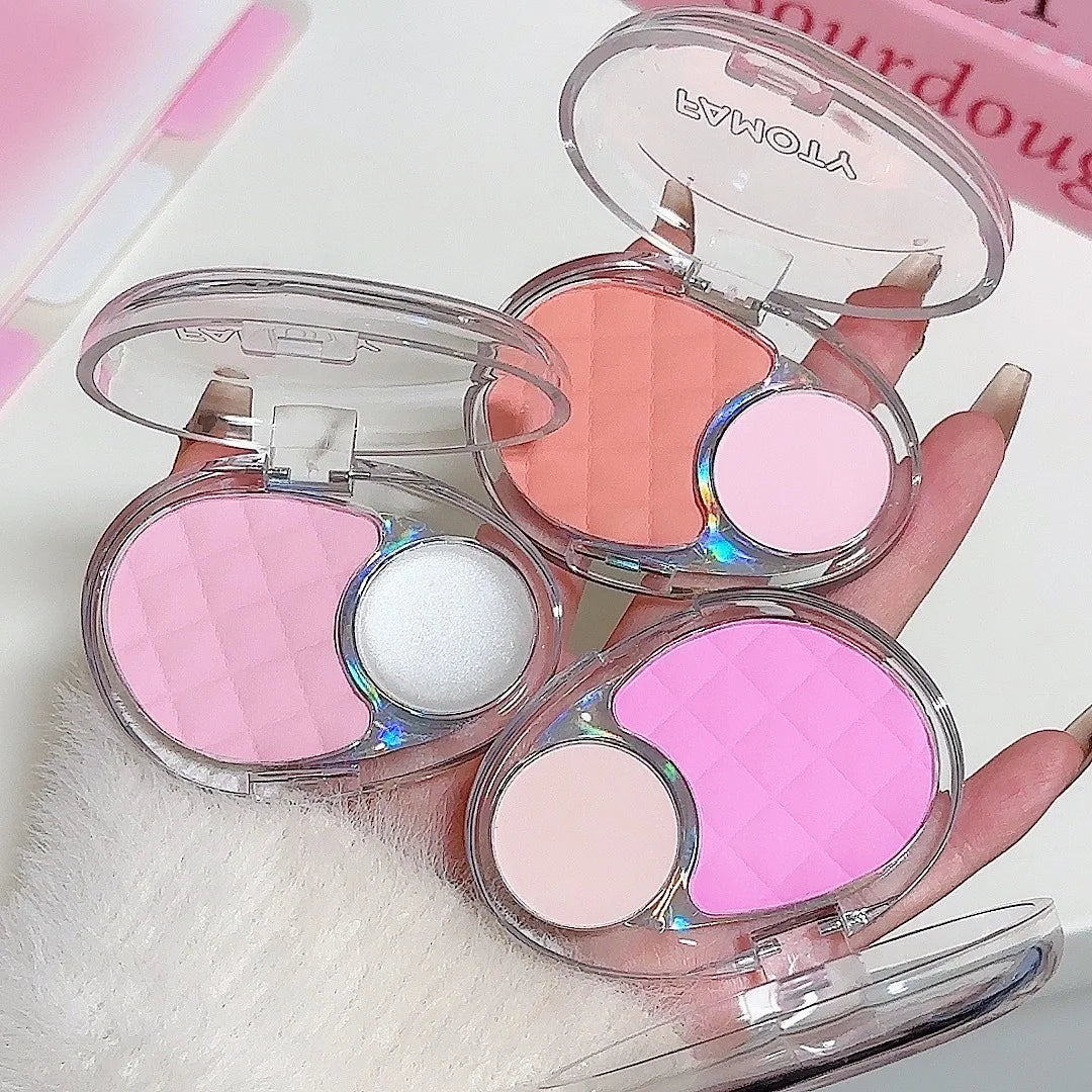 Palette Blush Éclaircissante et Brillante — Fard Velours Mist, Highlighter, Fini Mat et Pailleté, Ombre pour Contour des Joues