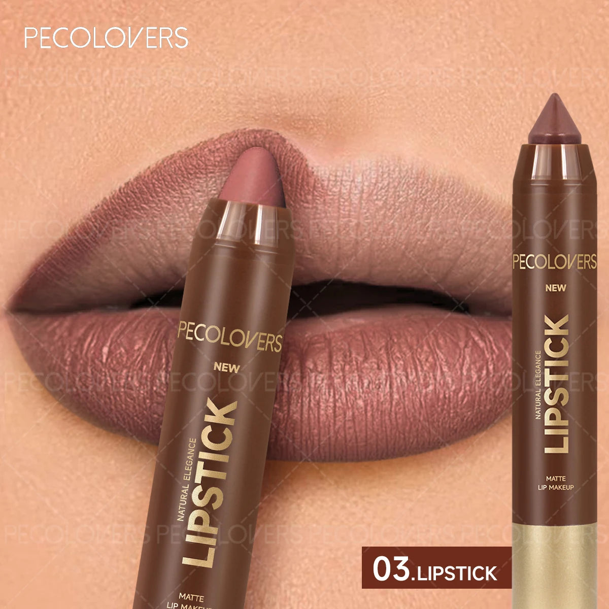 Crayon à Lèvres Mat Marron – Double Usage Contour et Rouge à Lèvres, Waterproof, Longue Tenue, Fini Naturel, Idéal Cadeau