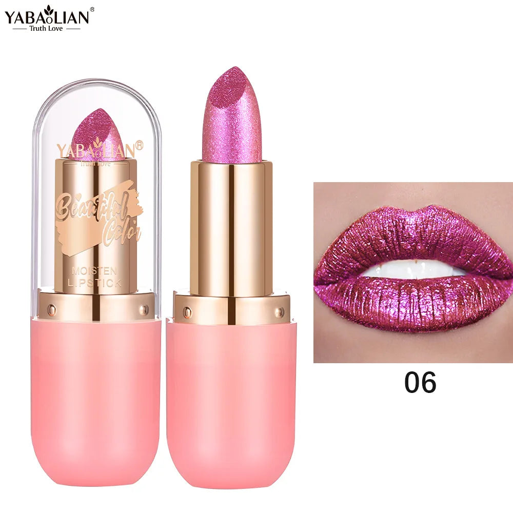 Rouge à lèvres caméléon métallique violet – Effet changeant avec finition mate et pailletée diamant | Brillance nacrée et waterproof | Maquillage sexy et éclatant