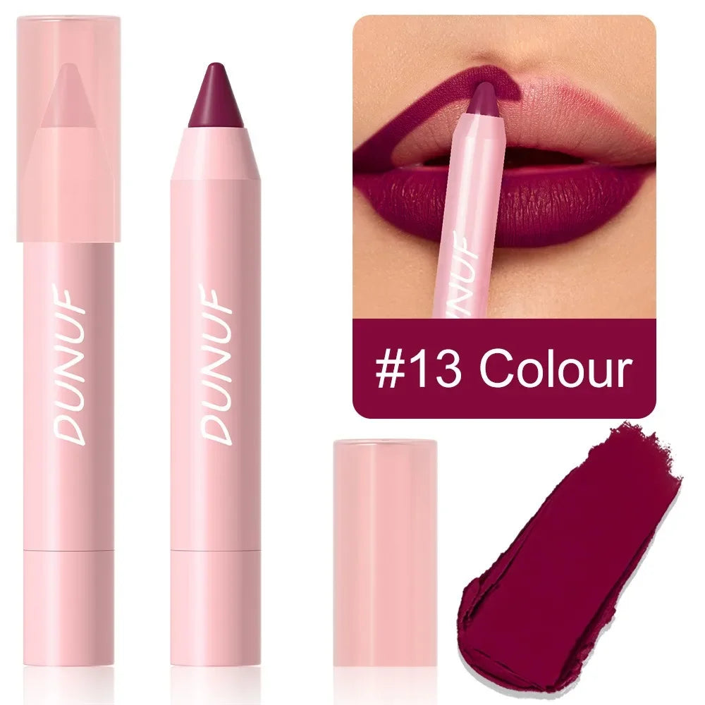 Crayon à Lèvres Nude et Marron – Set 18 Couleurs, Contour Rouge, Waterproof, Mat, Crayon de Maquillage pour Lèvres