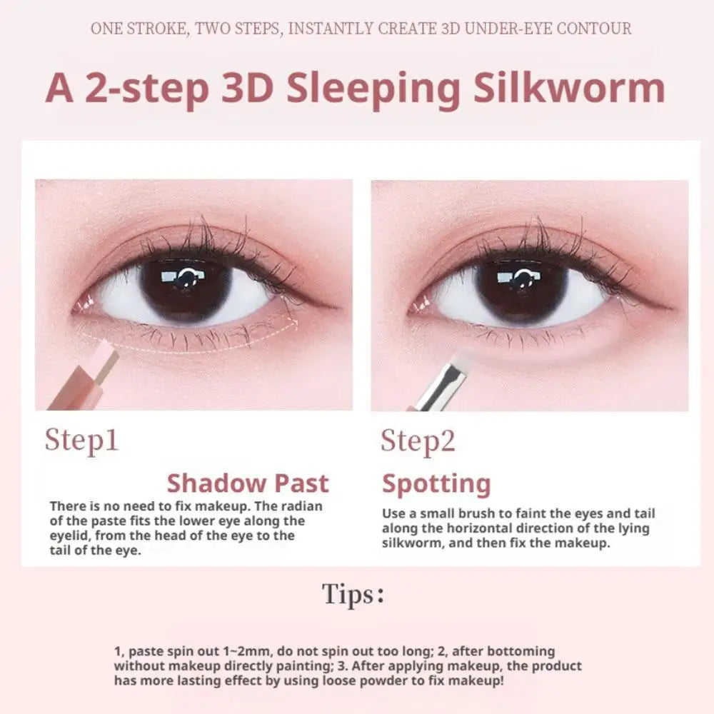 Crayon illuminateur double embout effet ver à soie couché, stylo maquillage, contour des yeux liquide nude, eyeliner et fard à paupières, stick illuminateur pour les yeux