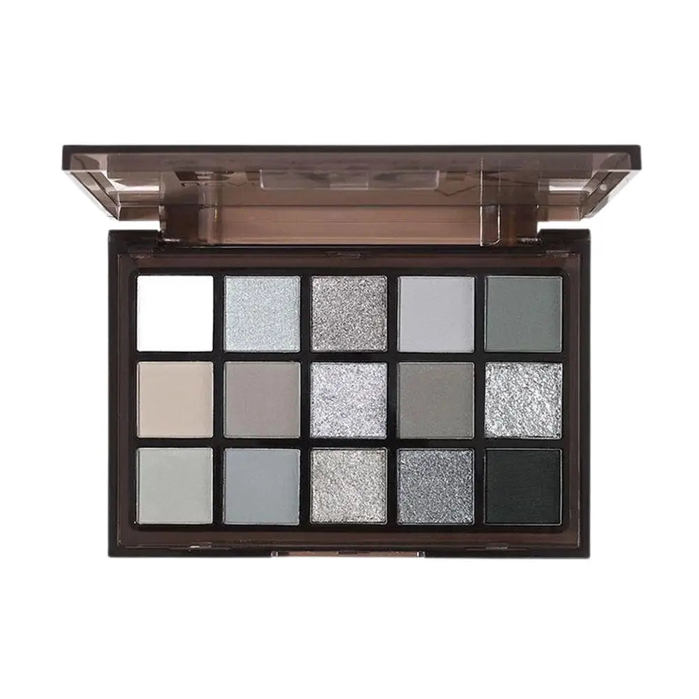 **« Palette fards à paupières 15 couleurs – Noir smoky, gris foncé, mat et scintillant »**