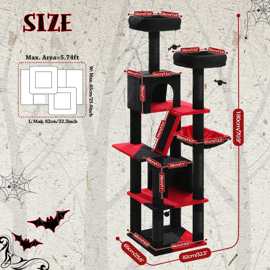 Multi-Level Cat Tree Tower – Cat Condo, Hammock & Scratching Activity Center