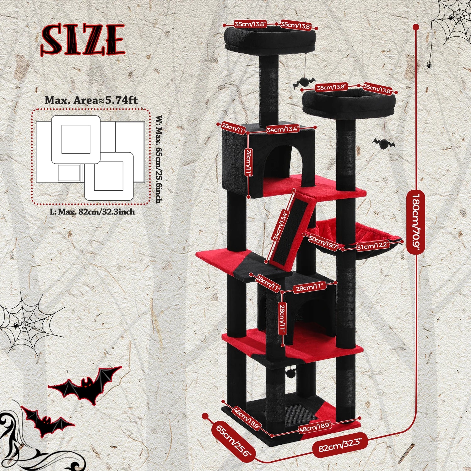 Multi-Level Cat Tree Tower – Cat Condo, Hammock & Scratching Activity Center