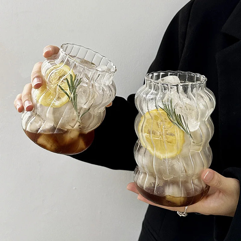 Aesthetic Glass Cups Set – Iced Coffee, Latte, Cocktail & Wine Glass Drinkware Collection