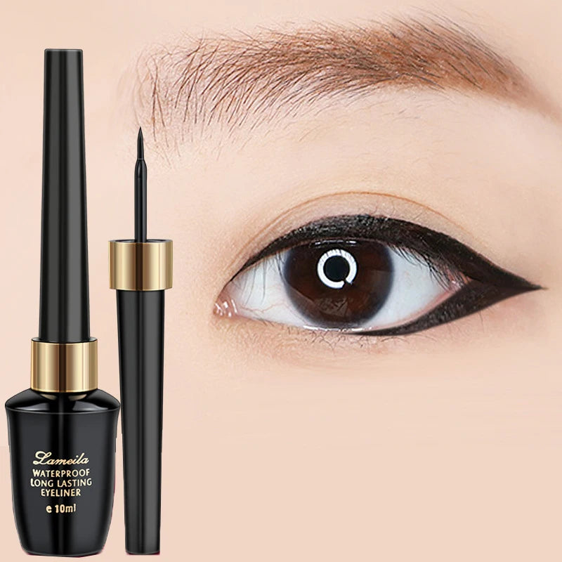 Eyeliner Liquide Noir Ultra-Fin — pointe petite brosse, waterproof, longue tenue, crayon pour yeux, maquillage durable