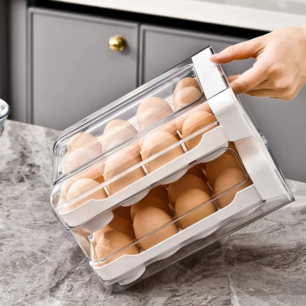 Multi-Layer Egg Storage Container – Refrigerator Drawer Organizer Rack
