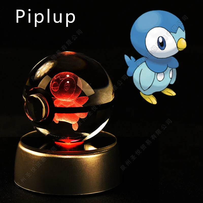 3D Pokémon Crystal Ball Night Light – Pikachu, Gengar & Mewtwo LED Glass Lamp