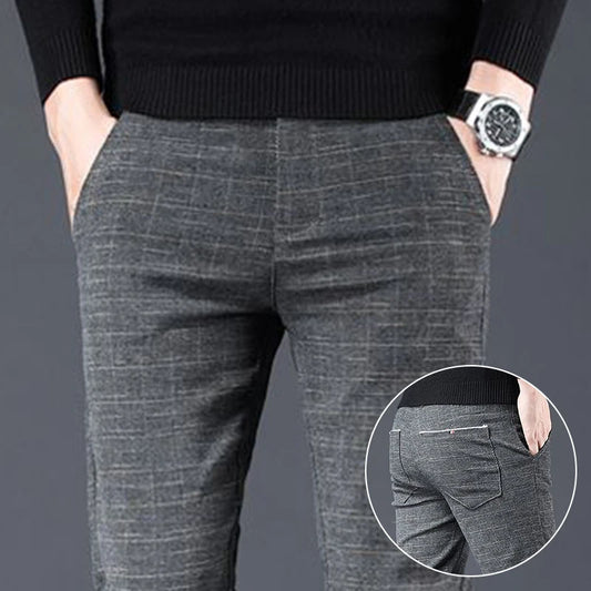 Mode hommes légèrement extensible Style coréen costume pantalon mâle coupe ajustée ample droit Blazer pantalon Look plus grand décontracté noir pantalon