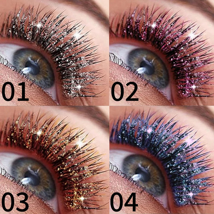 Mascara diamant pailleté waterproof séchage rapide volume et recourbant longue tenue yeux