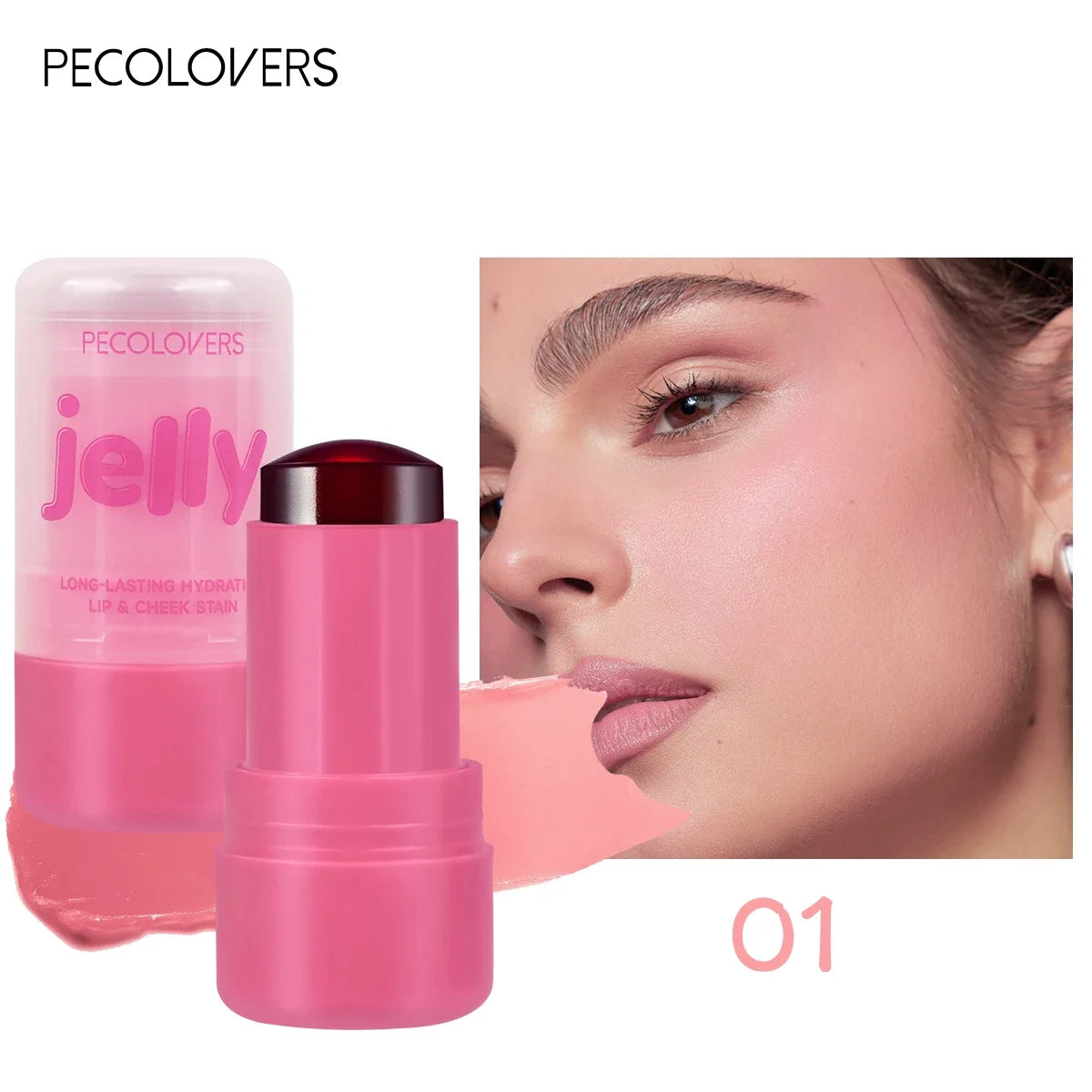 Stick Blush 1 PC — Pour Lèvres et Joues, Multi-couleurs Transparentes, Résistant aux Fruits, Parfait pour Toutes Occasions