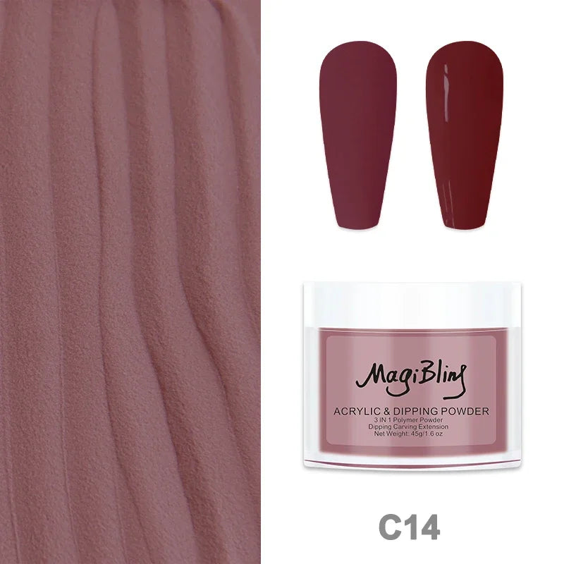 45g Large Acrylic Powder Red Brown Color Nail Extension Tip Engraving 3D Pattern Dust Powder Manicure Professional Nail Supplies