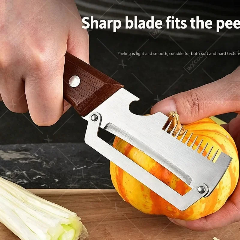 Multifunction Kitchen Peeler – Stainless Steel Vegetable Peeler, Fruit Paring Knife & 2-in-1 Bottle Opener