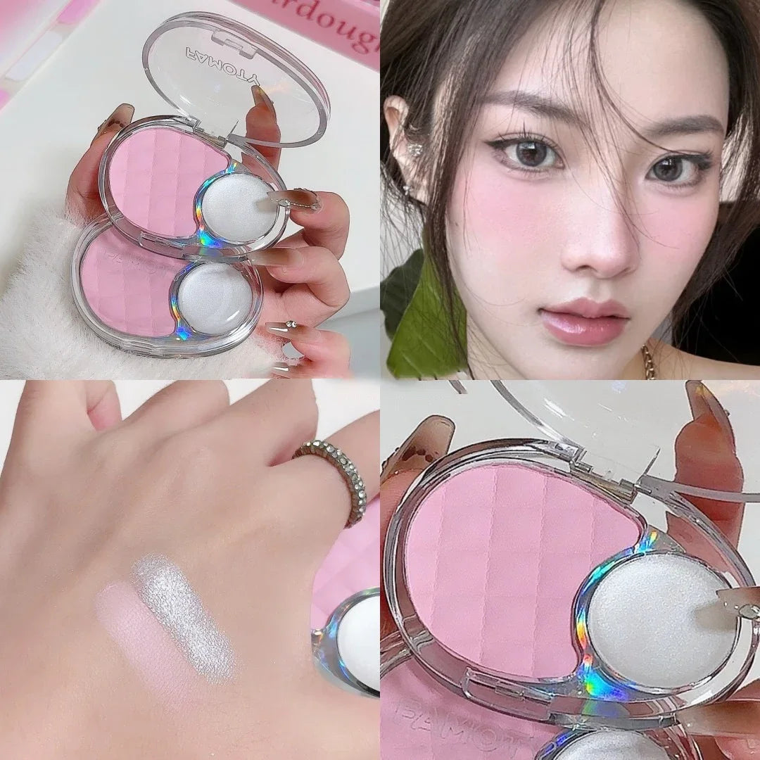 Palette Blush Éclaircissante et Brillante — Fard Velours Mist, Highlighter, Fini Mat et Pailleté, Ombre pour Contour des Joues