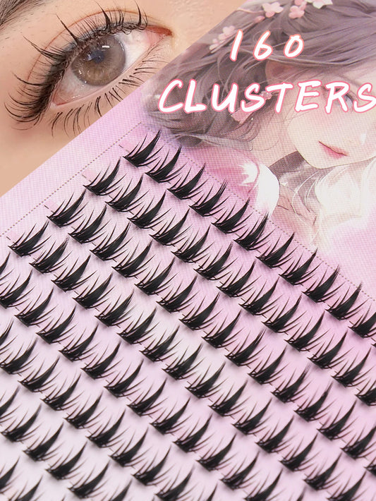 Lot de 160 bouquets de faux cils naturels 3D — effet œil de chat ou manga, parfaits pour les fêtes, le travail ou un look quotidien.