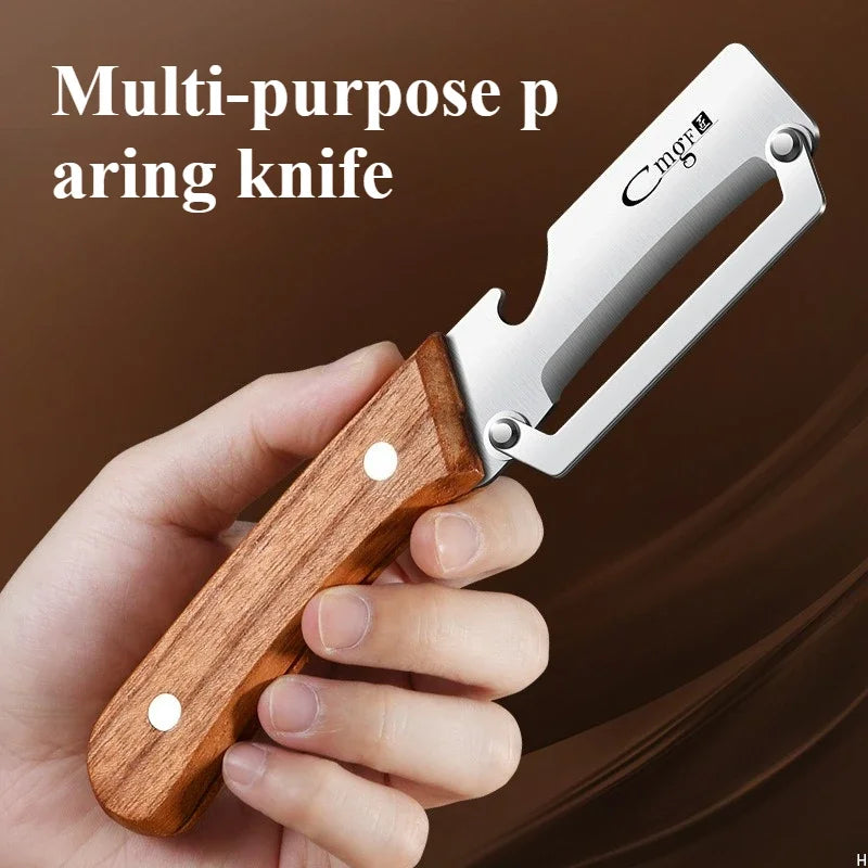 Stainless Steel Peeler with Wooden Handle – Durable Fruit & Vegetable Peeling and Slicing Kitchen Tool