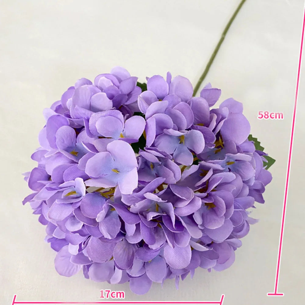 58CM Artificial Hydrangea Bouquet – Realistic Silk Flowers for Home & Wedding Décor