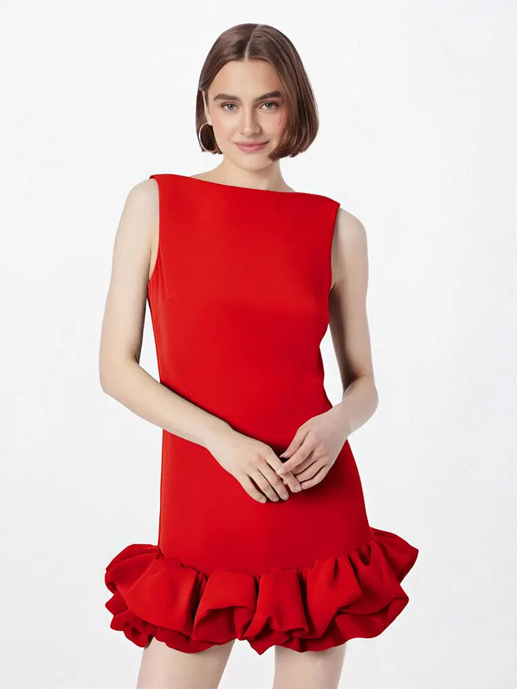 Mini-robe sexy pour femme – Dos nu, col rond