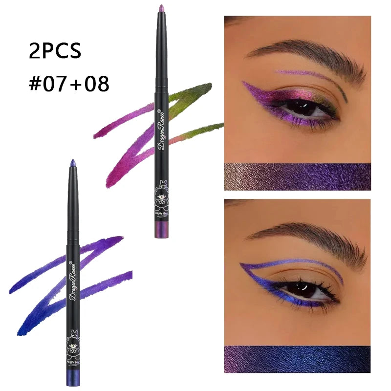 Stylo Gel Eyeliner caméléon, imperméable, brillant, chromé, ombre à paupières, crayon à paillettes, perle, vert, or, couché, ver à soie, maquillage pour les yeux