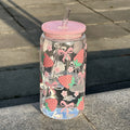 500ml Cute Bow Glass Tumbler with Lid & Straw – Mason Jar Style Cup for Iced Coffee, Juice & Smoothies