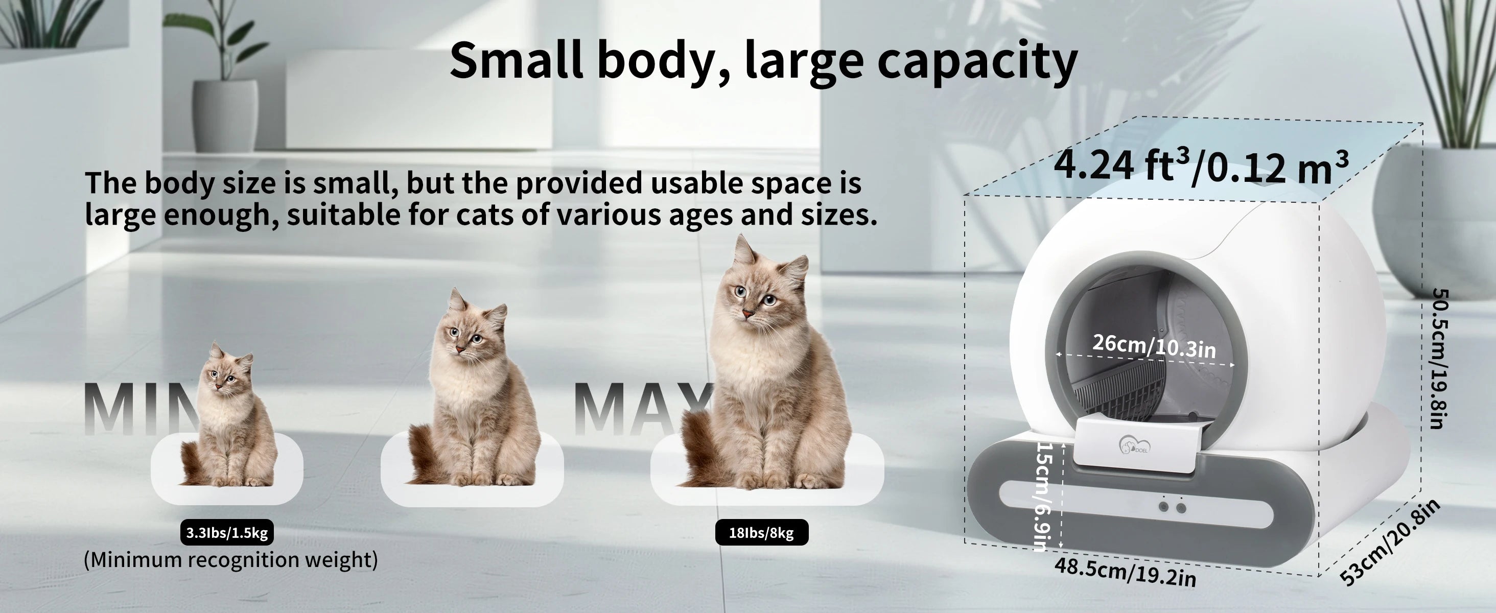 65L Self-Cleaning Cat Litter Box – Smart App-Controlled Automatic Litter Box
