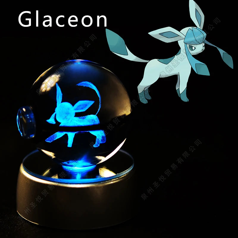 3D Pokémon Crystal Ball Night Light – Pikachu, Gengar & Mewtwo LED Glass Lamp