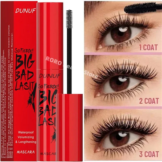 Mascara waterproof allongeant cils noirs soyeux longue tenue extensions maquillage coréen