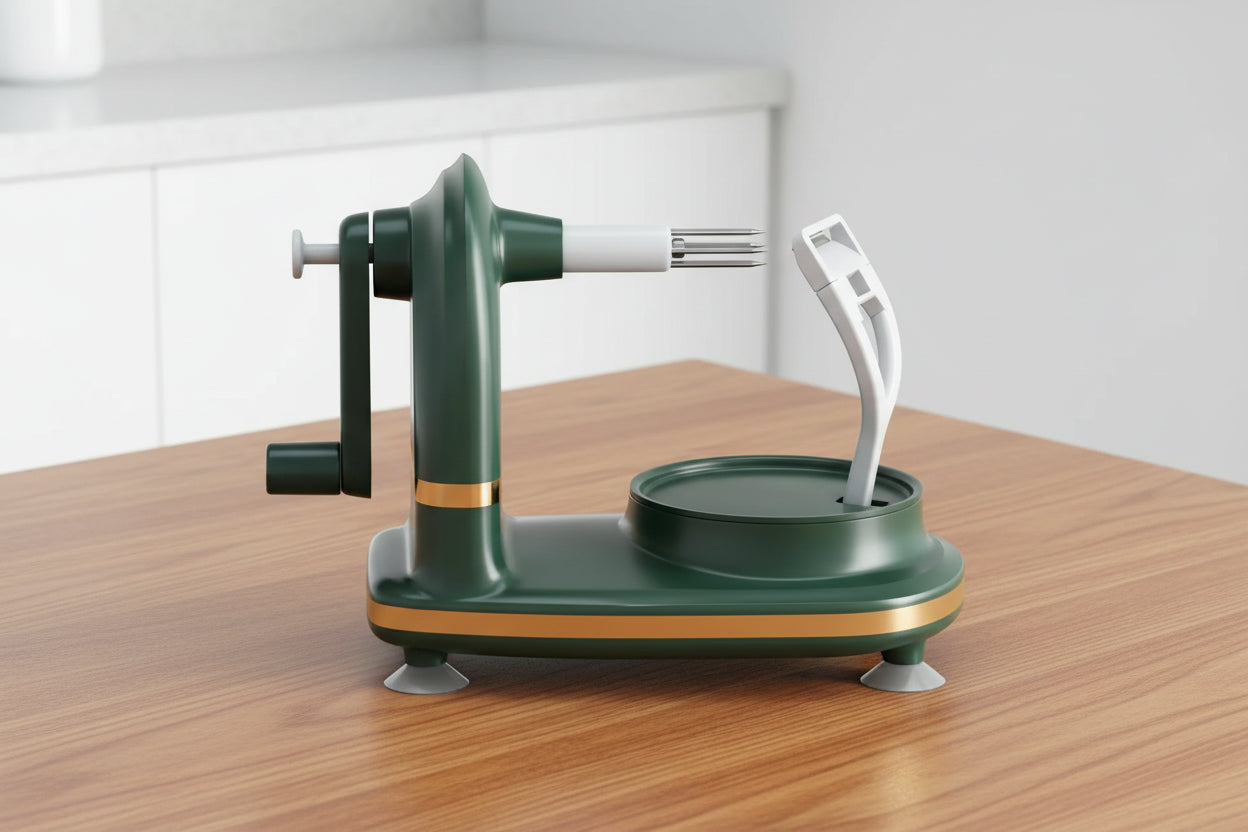 Manual Hand Crank Apple Peeler, Slicer & Corer – Fruit Peeling Machine with Divider and Replacement Blades