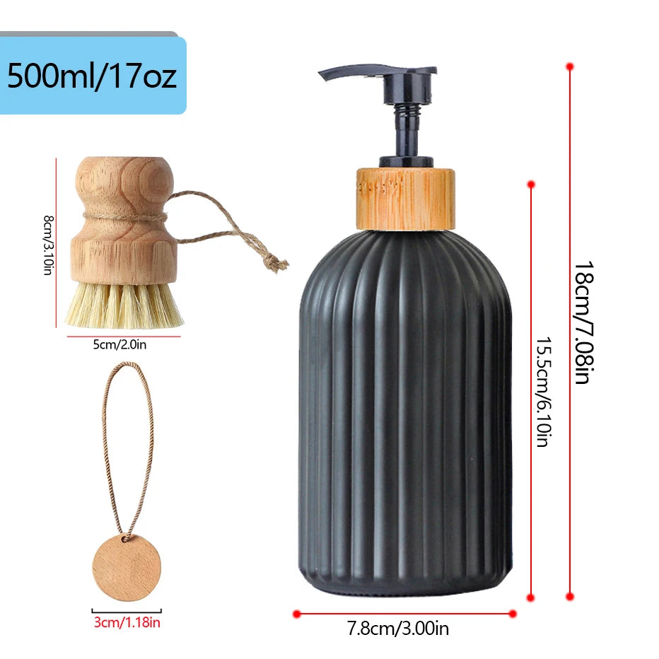 Black Kitchen Soap Dispenser Set – Countertop Dish & Hand Soap Bottles