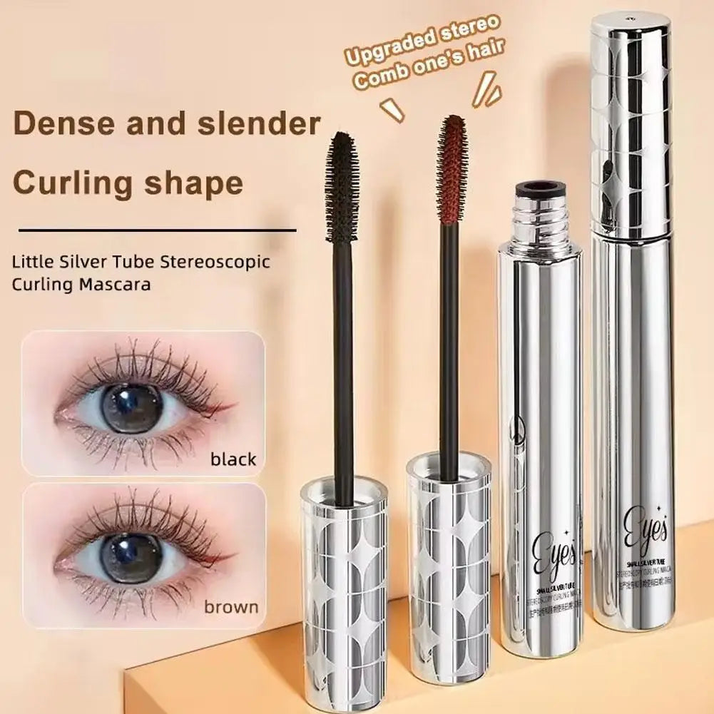 Mascara fibres de soie mat waterproof séchage rapide brosse ultra-fine allongeant et recourbant cils brun et noir nouveauté