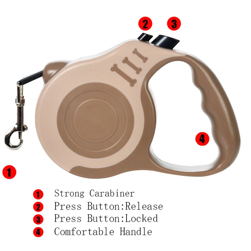 Retractable Dog Leash – 3m & 5m Adjustable Walking Lead for Small & Large Dogs