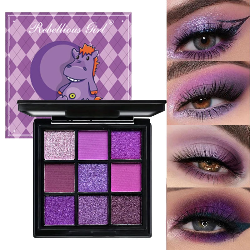 Palette fards à paupières 9 couleurs pailleté perlé mat longue tenue pour femme