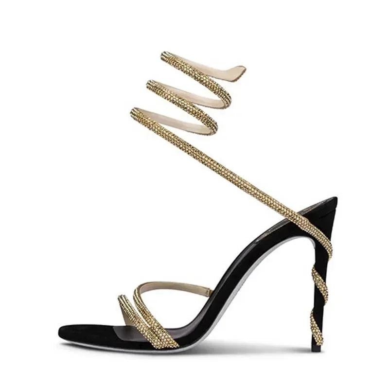 « Sandales Femme– Talon Stiletto, Strass & Ouvertes »