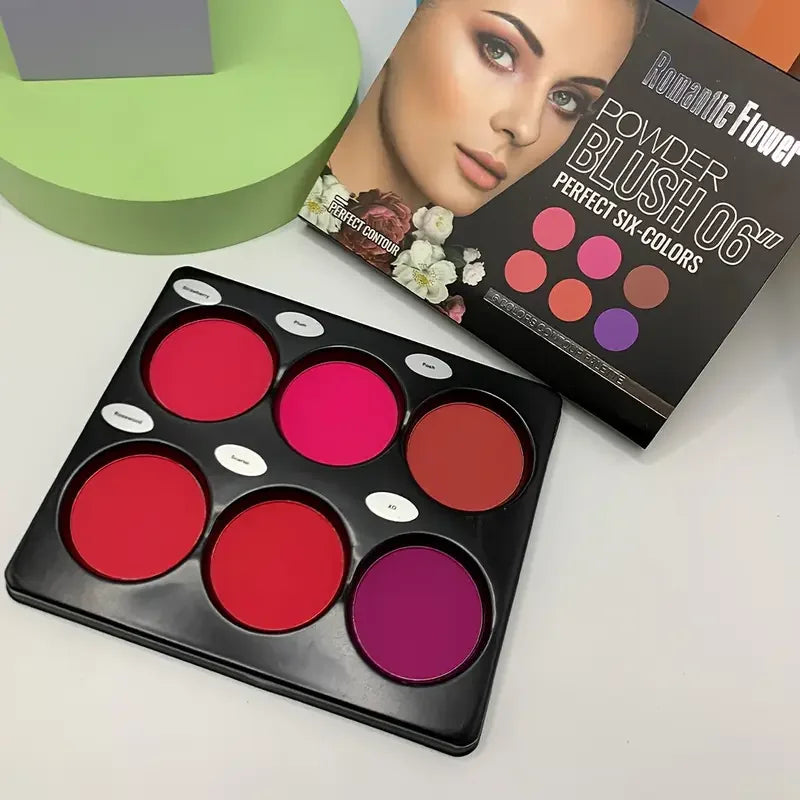 Palette de blush 6 couleurs – Grande palette pour contour naturel et maquillage, ombre à paupières, finition mate – Maquillage longue tenue et correcteur