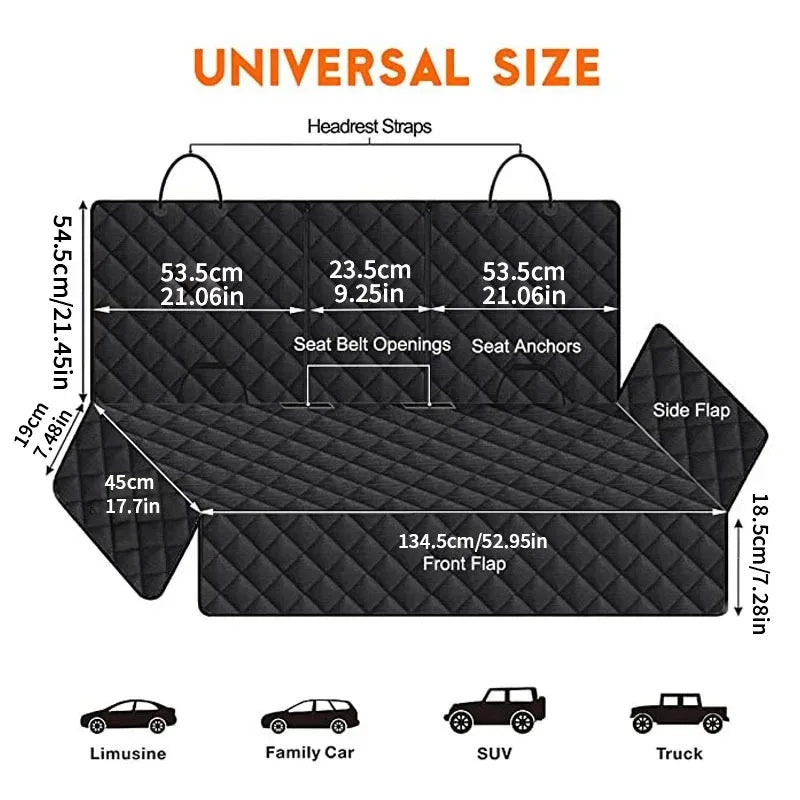 Waterproof Dog Car Seat Cover – Rear Seat Pet Protector Mat
