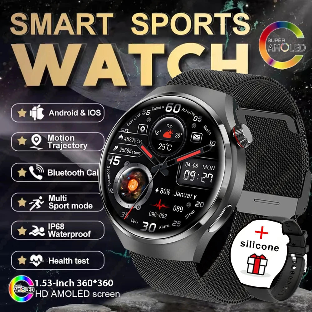2025 nouvelle montre 4 GT série montre intelligente hommes AMOLED écran fréquence cardiaque surveillance de la santé Bluetooth appel affaires Smartwatch homme