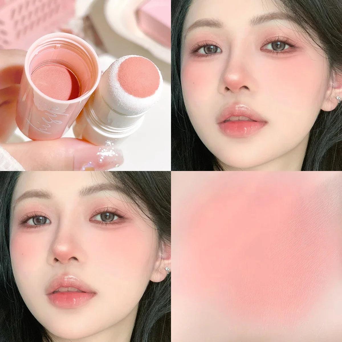 Stick Blush Velours Rose – Fini Mat Naturel, Imperméable, Utilisable sur les Lèvres et les Joues, Maquillage Portable et Facile à Appliquer
