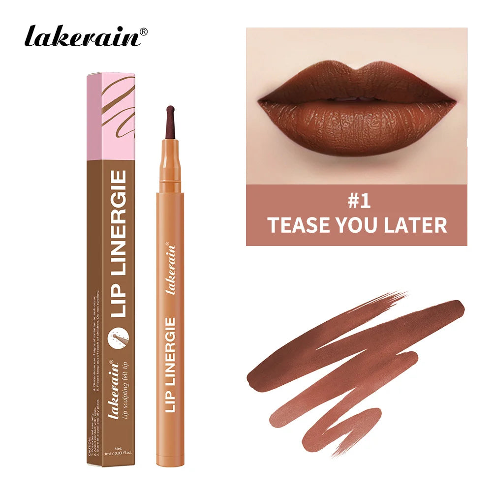 Crayon à Lèvres – Pointe Bille Flexible, Longue Tenue, Waterproof, Anti-Transfert et Anti-Bavure, 8 Couleurs, Maquillage des Lèvres