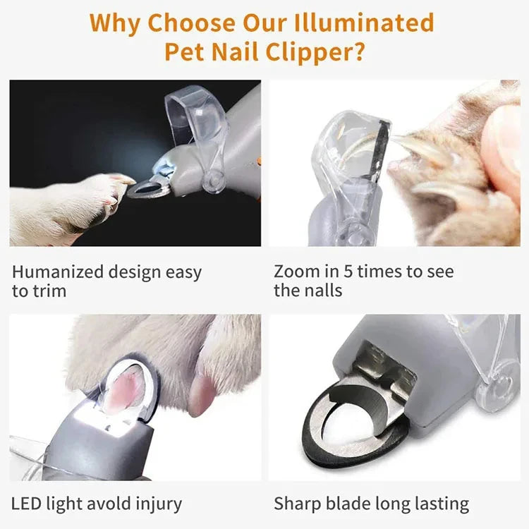 Professional Pet Nail Clipper with LED Light – Precision Grooming Tool for Dogs & Cats