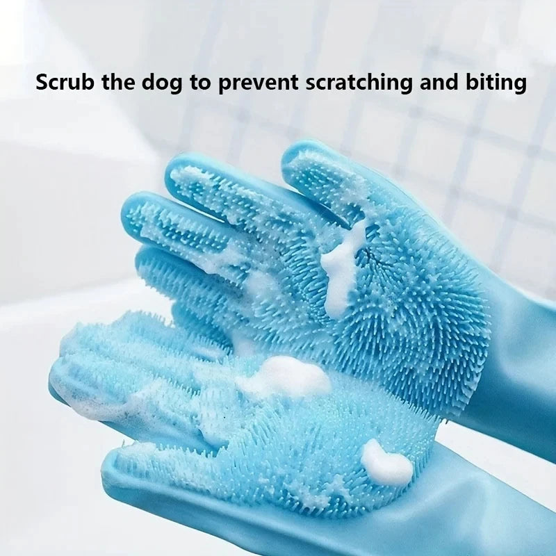 Silicone Pet Grooming Glove – Bathing, Deshedding & Massage Brush for Dogs & Cats