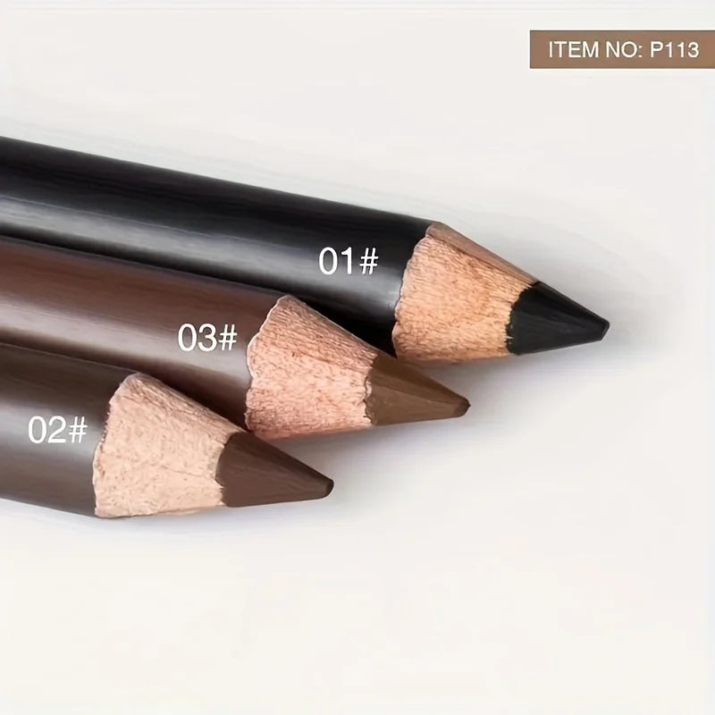 Crayon 2 en 1 à Manche en Bois – Eyeliner et Sourcils Étanche, Résistant à la Transpiration, Convient à Tous Types de Peau, Outil Cosmétique Polyvalent
