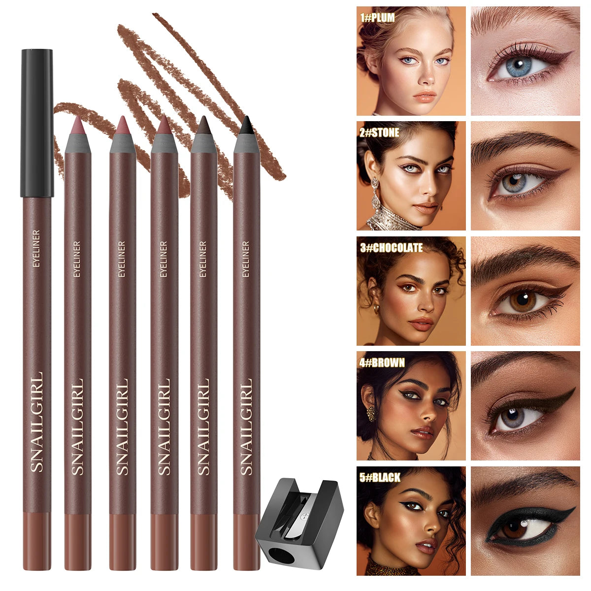 Crayon eyeliner, résistant à l'eau et à la transpiration, longue tenue et sans bavure, avec recharge dure.