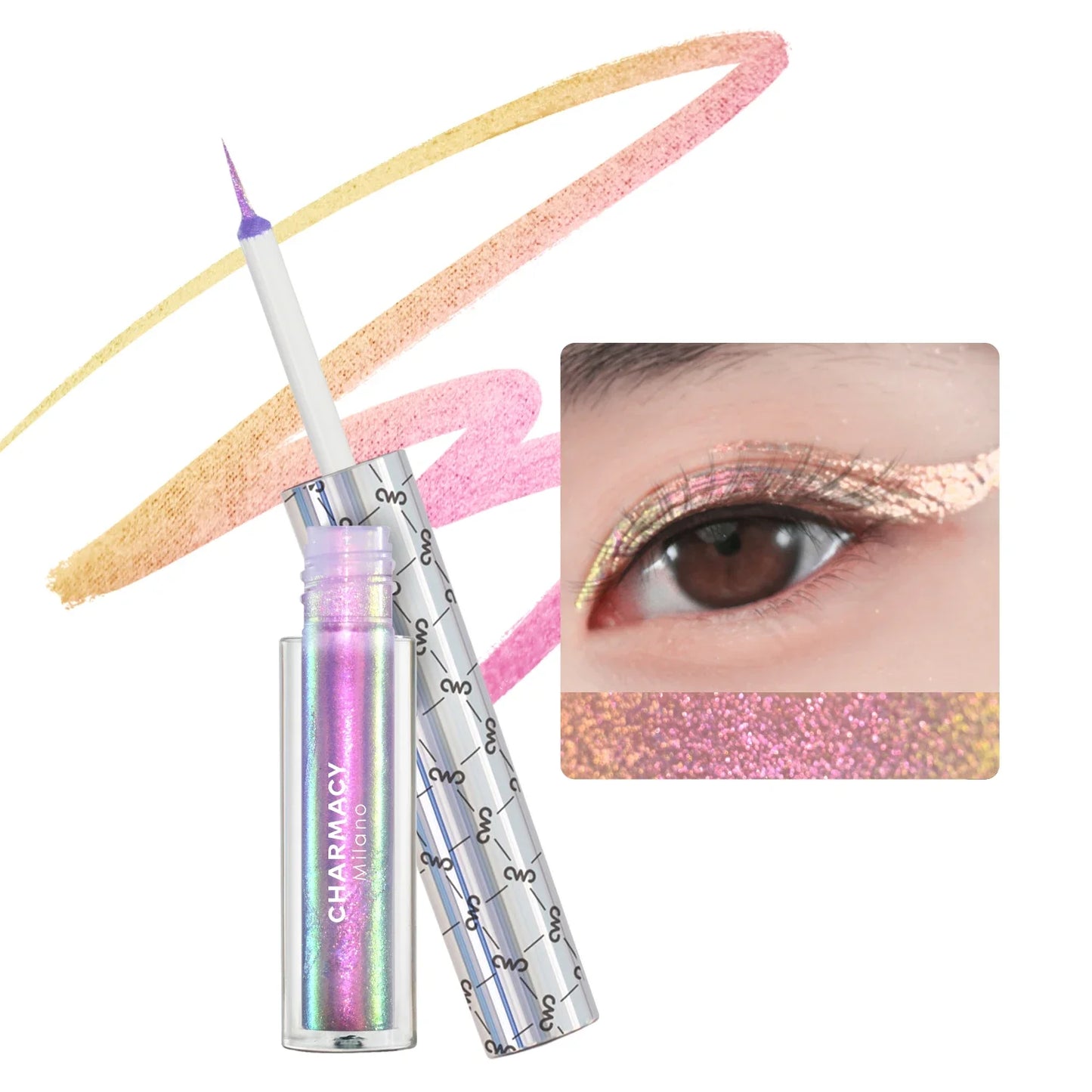 Eyeliner Liquide Duochrome Pailleté — waterproof, longue tenue, pointe ultra-fine, anti-bavures, maquillage des yeux