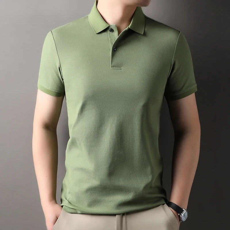 Polo à manches courtes pour hommes, 100% pur coton, mode d'été, classique, couleur unie, confortable, golf, T-shirt style décontracté, offre spéciale