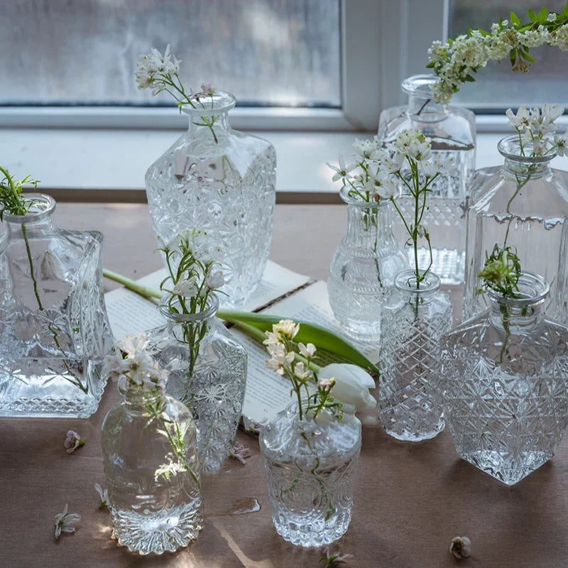 Retro Glass Vase – Elegant Small Flower Vase for Home & Living Room Decor
