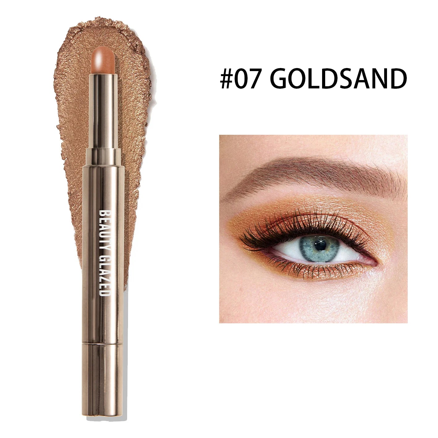 Crayon fard à paupières double embout 10 couleurs, nacré, longue tenue, avec pinceau-éponge pour contour facile