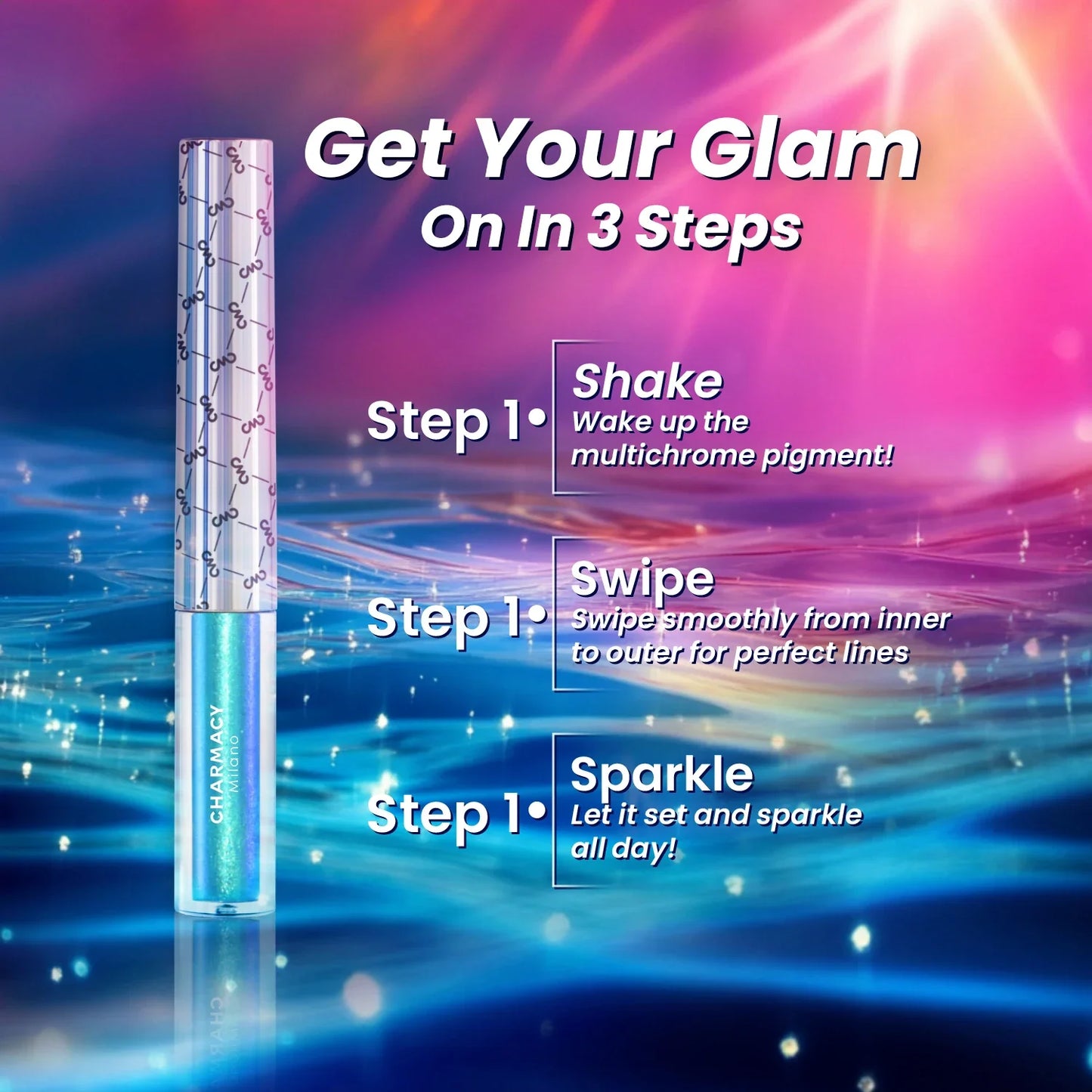 Eyeliner Liquide Duochrome Pailleté — waterproof, longue tenue, pointe ultra-fine, anti-bavures, maquillage des yeux